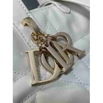 Dior Toujours Vertical Small Tote Bag in White Macrocannage Calfskin