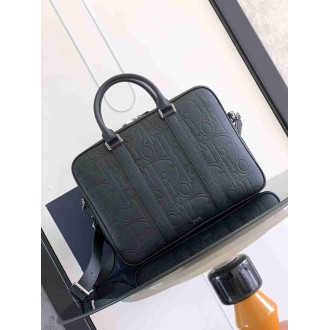 Dior Zipped Briefcase in Black Gravity Leather