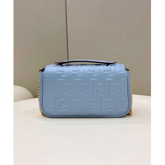 Fendi Baguette Chain Midi Bag In Blue Nappa Leather