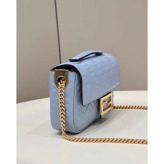 Fendi Baguette Chain Midi Bag In Blue Nappa Leather