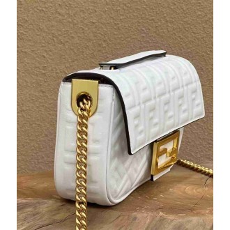 Fendi Baguette Chain Midi Bag In White Nappa Leather