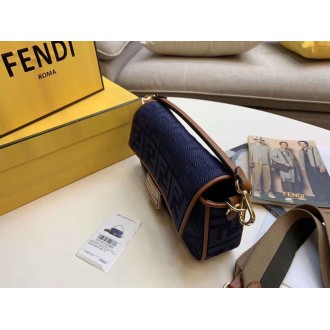 Fendi Baguette Medium Bag In Blue Denim