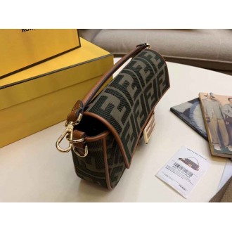 Fendi Baguette Medium Bag In Green Denim