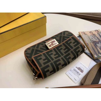 Fendi Baguette Medium Bag In Green Denim