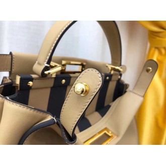 Fendi Beige Peekaboo Medium Bag With Pequin Motif