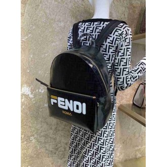 Fendi Black Glazed Fabric Large Backpack