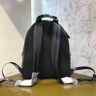 Fendi Black Large Logo-embossed Leather Backpack