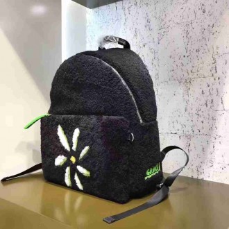 Fendi Black Large Shearling Backpack