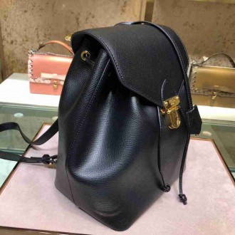 Fendi Black Leather Logo Backpack