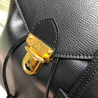 Fendi Black Leather Logo Backpack