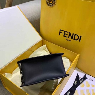 Fendi Black Small Kan I F Bag In Transparent PU