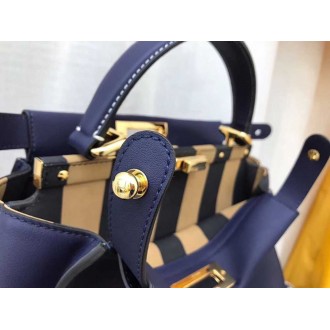 Fendi Blue Peekaboo Medium Bag With Pequin Motif