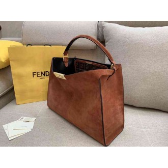 Fendi Brown Peekaboo X Lite Large Suede Bag