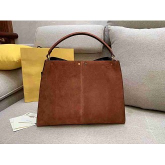 Fendi Brown Peekaboo X Lite Large Suede Bag