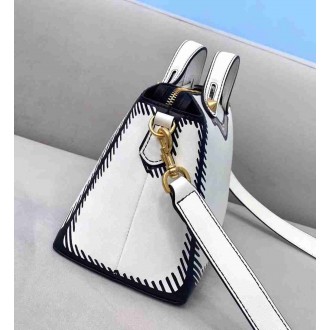 Fendi By The Way Medium Bag In White Printed Leather