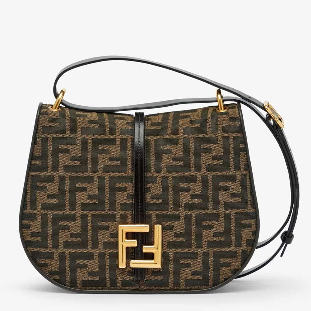 Fendi C'mon Medium Bag in FF Jacquard Fabric and Leather