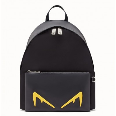 Fendi Diabolic Eyes Nylon And Leather Backpack