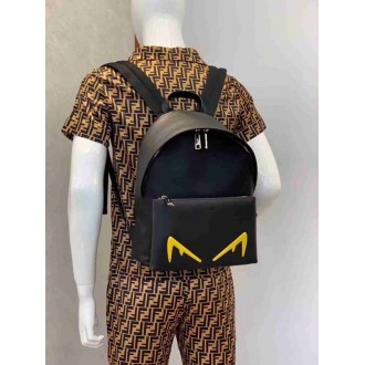 Fendi Diabolic Eyes Nylon And Leather Backpack