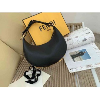 Fendi Fendigraphy Small Hobo Bag In Black Leather