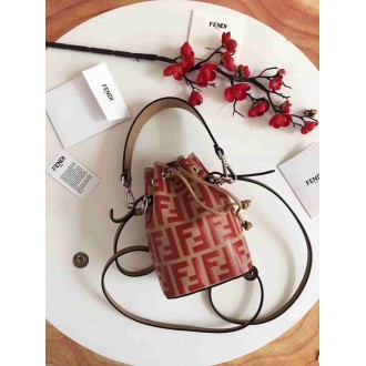 Fendi FF Mon Tresor Mini Bucket Bag In Beige Calfskin
