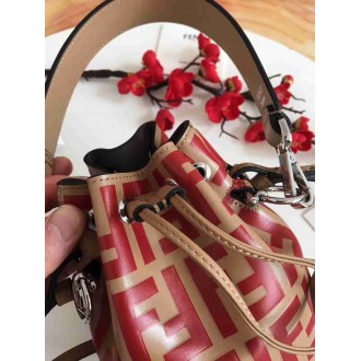 Fendi FF Mon Tresor Mini Bucket Bag In Beige Calfskin