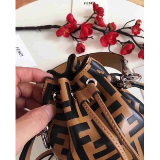 Fendi FF Mon Tresor Mini Bucket Bag In Brown Calfskin