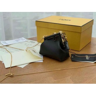 Fendi First Nano Charm Bag In Black Nappa Leather