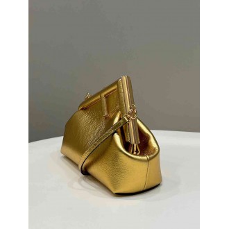 Fendi First Small Bag In Gold Laminated Leather