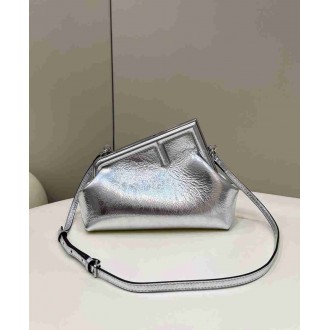 Fendi First Small Bag In Silver Laminated Leather