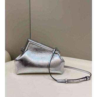 Fendi First Small Bag In Silver Laminated Leather