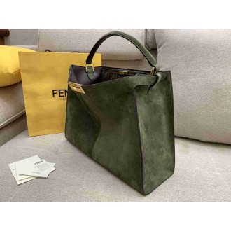 Fendi Green Peekaboo X Lite Large Suede Bag