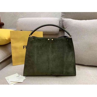 Fendi Green Peekaboo X Lite Large Suede Bag