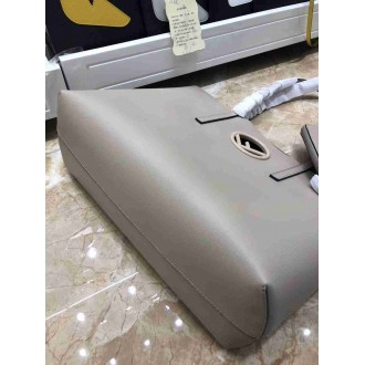 Fendi Grey Leather Logo Shopper Bag