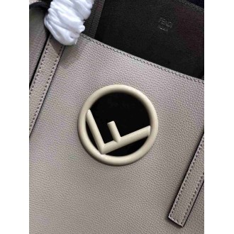 Fendi Grey Leather Logo Shopper Bag