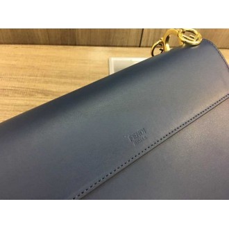 Fendi Kan I F Shoulder Bag In Blue Calfskin