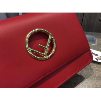 Fendi Kan I F Shoulder Bag In Red Calfskin