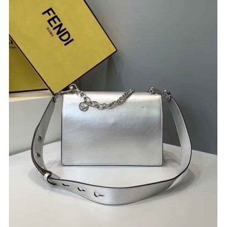 Fendi Kan U Bag In Mirror-effect Silver Leather
