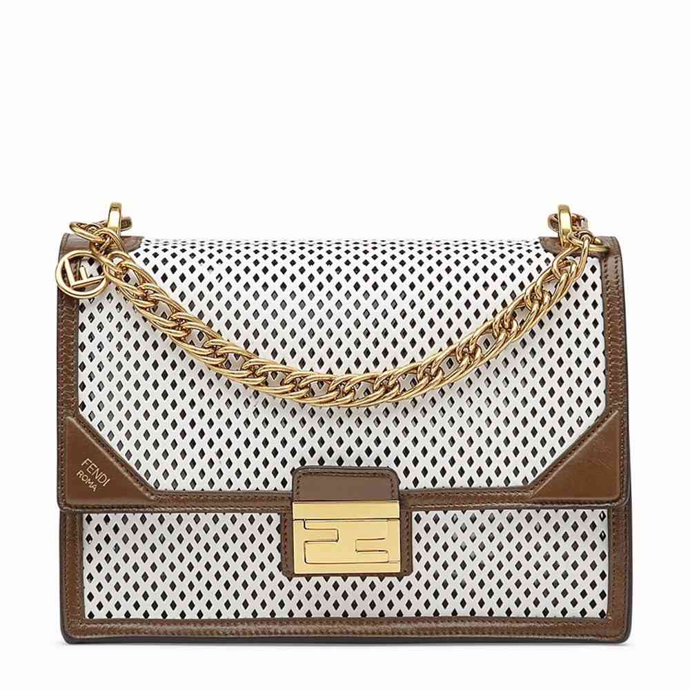 Fendi Kan U Bag In White Perforated Calf Leather
