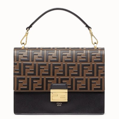 Fendi Kan U FF Flap Bag In Brick Red Calfskin