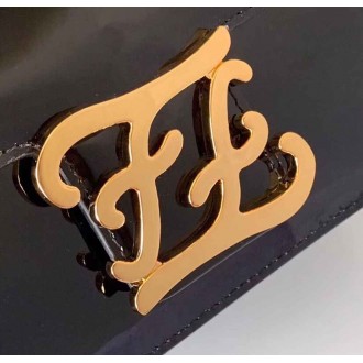 Fendi Karligraphy Bag In Black Patent Leather