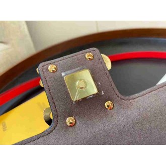 Fendi Karligraphy Bag In Red Calfskin Leather