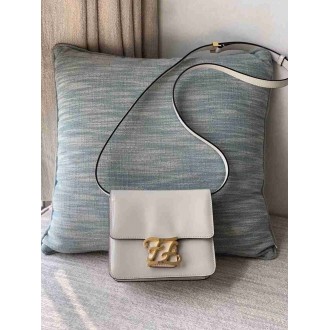 Fendi Karligraphy Bag In White Patent Leather