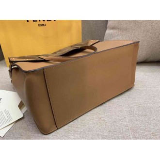 Fendi Large Flip Tote Bag In Brown Calfskin