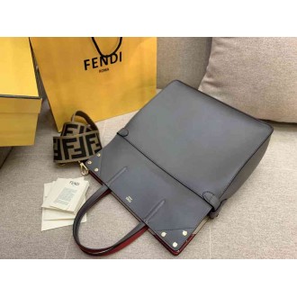 Fendi Large Flip Tote Bag In Grey Calfskin