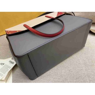 Fendi Large Flip Tote Bag In Grey Calfskin