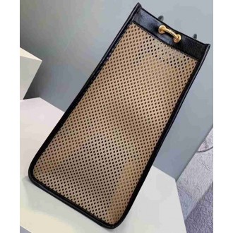 Fendi Large Runaway Shopper Bag In Beige Perforated Calfskin