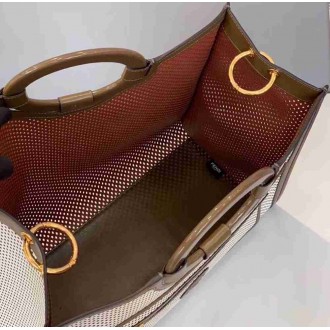 Fendi Large Runaway Shopper Bag In White Perforated Calfskin