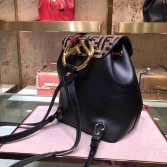 Fendi Logo Embossed Leather Multicolor Backpack