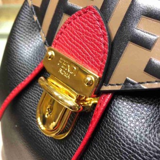 Fendi Logo Embossed Leather Multicolor Backpack