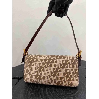Fendi Medium Baguette 1997 Bag In Beige Split Leather